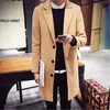 الجملة - الرجال 2016 جديد معطف الشتاء الكورية سليم المد الرجال معطف طويل الذكور النمط البريطاني معطف الصوف الذكور المد الترفيه ساحات كبيرة 8 ألوان