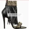 2017 Sexiga Kvinnor Spike Stud Högklackar Kändisskor Gladiator Sandaler Tunna Heel Open Toe Summer Tassel Sandals Fringe Shoes Party Shoes