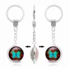 Hot sale Retro Butterfly Double Side Rotation Time Gemstone Keychain Alloy Key Ring KR166 Keychains mix order 20 pieces a lot