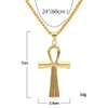 NEW Stainless Steel Ankh Necklace Egyptian Jewelry Hip Hop Pendant Iced Out Gold Key To Life Egypt Cross Necklace 24 Chain329m
