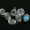 Silver Plated Spiral Bead Cages Charms Pendants Findings 9x13mm Jewelry making DIY298J