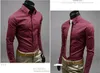 Wholesale-Mens Slim fit Unique neckline stylish Dress long Sleeve Shirts Mens dress shirts 17colors ,size: M-XXXL 6492