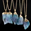 Naturstenhalsband oregelbundna druzy halsband naturliga kristall hängen med kedja fmashion smycken