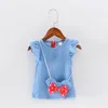 Wholesale- Cute Baby Girl Dress Jeans Children Kids Baby Denim Dresses One Piece Baby Summer Clothing For School Casual Wear Clothes Girl