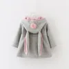 Girls Coats And Jackets Cute Rabbit Ear Hooded Girls Over Coat Spring Autumn Winter Warm Kids Jacket Outerwear Children Clothing Baby Tops