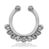 100pcllot Crystal Fałszywe przegrodę Pierścienie nosowe Klips na ciele biżuterii Faux Hoop Ladies Nose Studs for Women Mash
