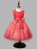 Baby Girl Dresses Birthday Evening Party Princess Flowers Bow Tie Lace Kids Clothes Summer Sleeveless Ball Gown Girls Dress