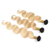 T1B613 entier blonde brésilien brésilien Bundles de cheveux vierges humaines 3pcs avec des racines foncées du corps