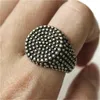 Support Dropship New Design Silver Black Round Ring 316L Rostfritt stål Fashion Jewelry Biker -stil som säljer ring244h