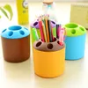 Creative candy-colored porous toothpaste, toothbrush holder Desktop Multifunction pen holder Shelves