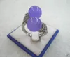 Fashion nice real Purple jade Solid silver Ring size 8#-9#