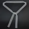 이상적인 패션 패션 2 색 전체 명확한 모조 다이아몬드 흰색 검은 넥타이 긴 명세서 목걸이