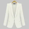 Donne Officewear Blazer Tops Giacche Primavera Estate Avorio Blu Rosso Cappotti manica lunga con scollo a V Pulsante Slim Fit