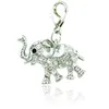 12pcs/Lot Mix Sale White Rhinestone Elephants Horse Animal Charms Pendants With Lobster Clasp DIY For Jewelry Making Accessories