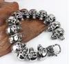 Punk Men Stainless Steel Biker Skull Skeleton Chain Bracelet Cool Hiphop Titanium Steel Biker Bangle for Men Fashion Jewelry