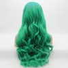 Iwona Cheveux Lace Front Perruque Synthétique Ondulée Longue 26 pouces Vert Racine Vert Clair Ombre Perruque 12 # 6138ombre Perruque Élégante