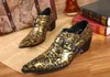 Chaussures homme homme rock or crâne bout pointu chaussures en cuir personnalité, chaussures de loisirs Or / Black, EU38-46
