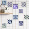 10 unids / set clásico azul blanco cocina a prueba de aceite azulejo de cerámica pegatinas decoración del hogar calcomanía arte accesorios decoraciones suministros artículos