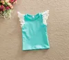 Bebek Kız Giysileri Bebek Tankı Üstleri Tee Uçan Kollu Saf pamuk Dantel Gömlek Çocuklar Kız Çizgili Yumuşak Yelek Yaz Giysileri 7 Renkler 0-5 T Için