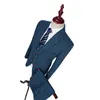 Dernier manteau pantalon conception laine bleu chevrons rétro gentleman Style hommes costumes de mariage sur mesure Blazer marié costumes pour hommes