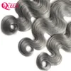 Grey Color Body Wave Ombre Brazilian Virgin Human Hair Wetfles Weave Extension 3 szt. Z 4x4 Lace Closure Dreaming Queen Hair30333296