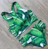 Hot Alto pescoço Biquinis Mulheres Swimwear Impresso Folha Verde Bandage Bagi Swimsuit Bikini Conjunto de Banhos Brasil Brasil Biquinis Frete Grátis