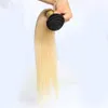 Wholesale Brazilian Remy Human Hair Bundles Straight 1B/ 613 1 Piece Only Ombre Blonde Hair Weft Extensions Free Shipping