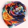 9STYLES Lavande Rouge Noir Lys Fleur Foulards Femmes Mode Satin Peinture À L'huile Long Wrap Châle Plage Foulard En Soie 160X50cm S82-s90