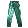 Ragazze Bambini Sirena Pantaloni carini bambino Stampa digitale colorata Leggings per bambini Pantaloni sirena squame di pesce pantaloni lucidi 12 colori