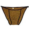 Mens String Bikini Fashional Panties Front Pouch Stripes Poly Cotton Spandex G242C Soft Comfort Mens Underkläder