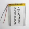 3.7V 2500mAh Li Polymer Lithium Rechargeable Battery lipo high capacity cells For DVD PAD GPS power bank Camera E-books mobile phone 407090