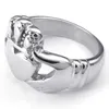 ヴィンテージシンプルなステンレススチールリングバンドCladdagh Heart Crown Love Mens Womens Ring for Wedding Jewelry Silver Gold321a