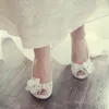 Luxurious Model Bridal Lace Shoes Peep Toe Koren White Wedding Shoes Fashion Platform Stiletto Heel Mother of the Bride Shoes