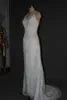 Echte foto kant zeemeermin trouwjurken prachtige kralen pailletten v-hals mouwloze vintage schede kolom bruidsjurken met sweep trein