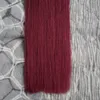 استخدام شريط الشعر البشري في ملحقات الشعر # 99J النبيذ الأحمر مستقيم 100 جرام 40pcs الجلد لحمة الشريط الشعر