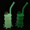 New Fluorescent Light Silikon Wasserpfeife Glas Bongs Öl Rigs Glasbong 8,26 Zoll Höhe mit 14,4mm Joint Silikon Material