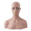 Gloednieuwe vier verschillende huid- en make -up vrouwelijke realistische glasvezel afro -Amerikaanse mannequin head bust voor kanten pruiken display1282335