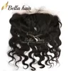 Zijde Basis Kant Frontale Sluiting Top Braziliaanse Body Wave Maagd Remy Human Hair Extensions 4X13 Natuurlijke Kleur Oor tot Oor Haarstukken 8-22inch UITVERKOOP Bella Hair