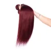 CE -certifikat brasilianskt jungfru hår raka hårbuntar färg 99J Bourgogne Silk Straight Bunds Human Hair Weave Free DHL