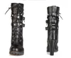 zipper rivets high heels women's shoes central boots large size Martin boots