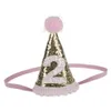 baby crown Headbands cone shape Hairband Kids glitter Birthday Headband party supplies princess tiara Hat boutique hair accessories KHA194