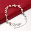 100 new high quality 8 inch long 925 silver inlaid stone bracelet fashion girl jewelry free shipping