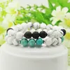 New Designs Couples Jewelry Whole 10pcs lot 8mm White Howlite Marble Stone with Turquoise Distance Lovers Bracelets230C