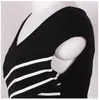여성 우아한 슬림 섹시한 바디 콘 드레스 칵테일 파티 보헤미안 캐주얼 드레스 레트로 기하학적 흰색과 검은 색 스트립 레이디의 드레스 S-XL