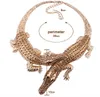 Manilai Baroque Big Crocodile Kettingen Inlay Volledige Rhinestones Vrouwen Grote Choker Verklaring Sieraden Bib G104