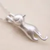 Partihandel-Fashion Women 925 Sterling Silver Cat Chain Hängsmycke Halsband Charm Smycken Nya Party Supplies