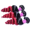 Ombre Maleisische Losse Wave Virgin Menselijk Hair Extensions 2 Two Tone 1B / Rood Bourgondië Wijnrode Maleisische Remy Menselijk Haar Weave Bundels