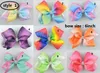 Ombre Rainbow Ribbon Hair Bow Clip 6inch Stor strass hårbåge 20st/