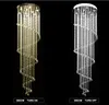 Modern Spiral Crystal Chandeliers Lighting Raindrop Stairs Chandelier Lamps GU10 Pendant Light Fixtures for Dining Room Indoor Home Deco