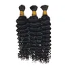 3pcs Human Hair Deep Wave Bulk Malaysian Unprocessed Hair Natural Color Curly Bulk Hair For Braiding FDSHINE